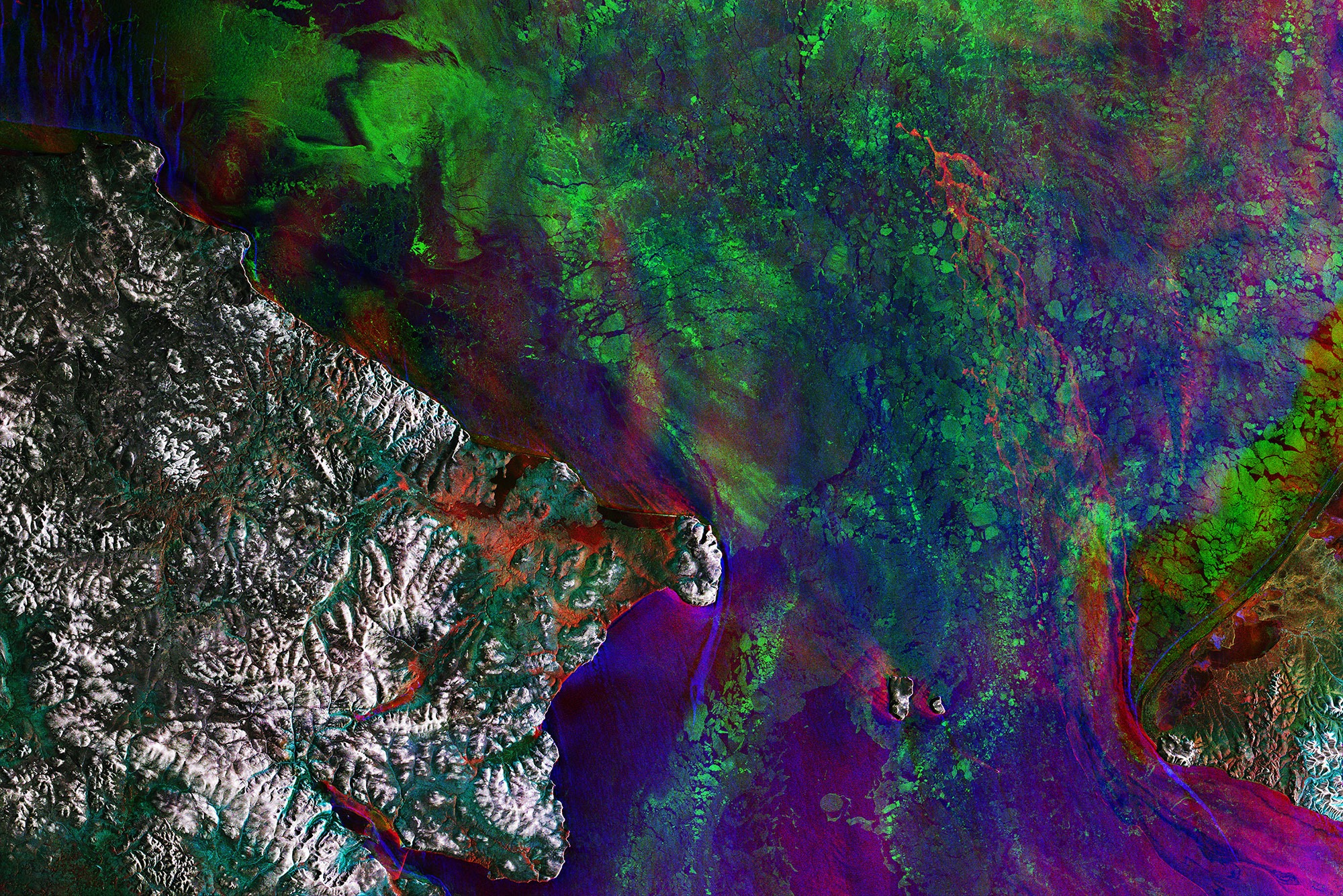 False Color Image of Bering Strait using ASTER